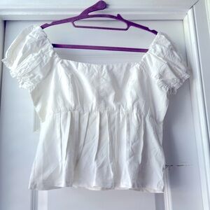 NWT Anthropologie white off the shoulder short sleeve shirt size S